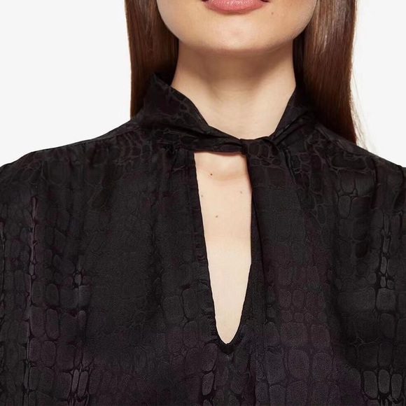 NWT $315 Anine Bing Black Delilah Silk Jacquard Blouse Top - Picture 4 of 7